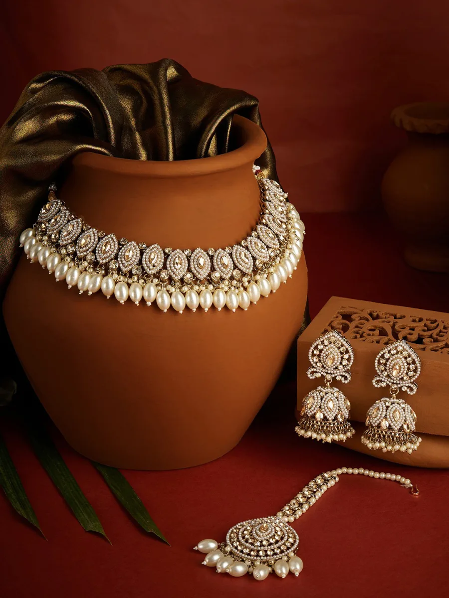 Kundan Pearl Bridal Necklace Set