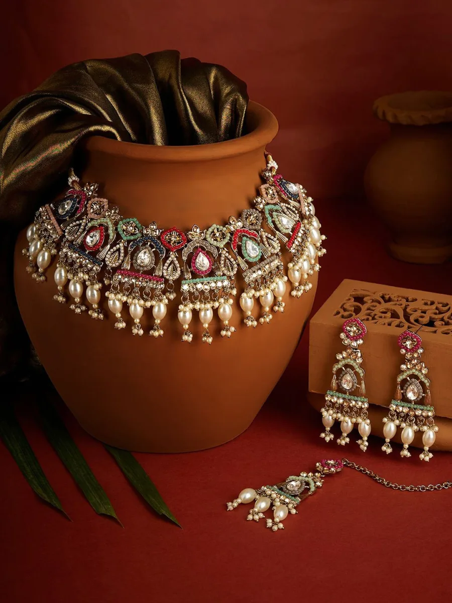 Meenakari Kundan Necklace Set