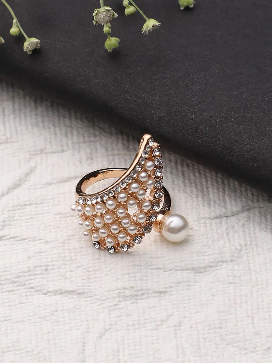 Gold Pearl Cocktail Ring