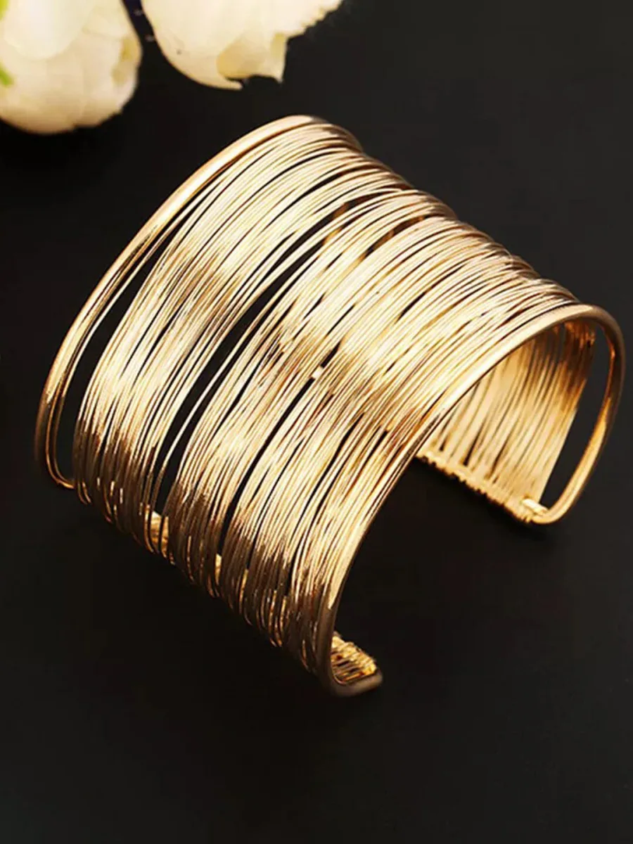 Gold Wire Layered Cuff Bracelet