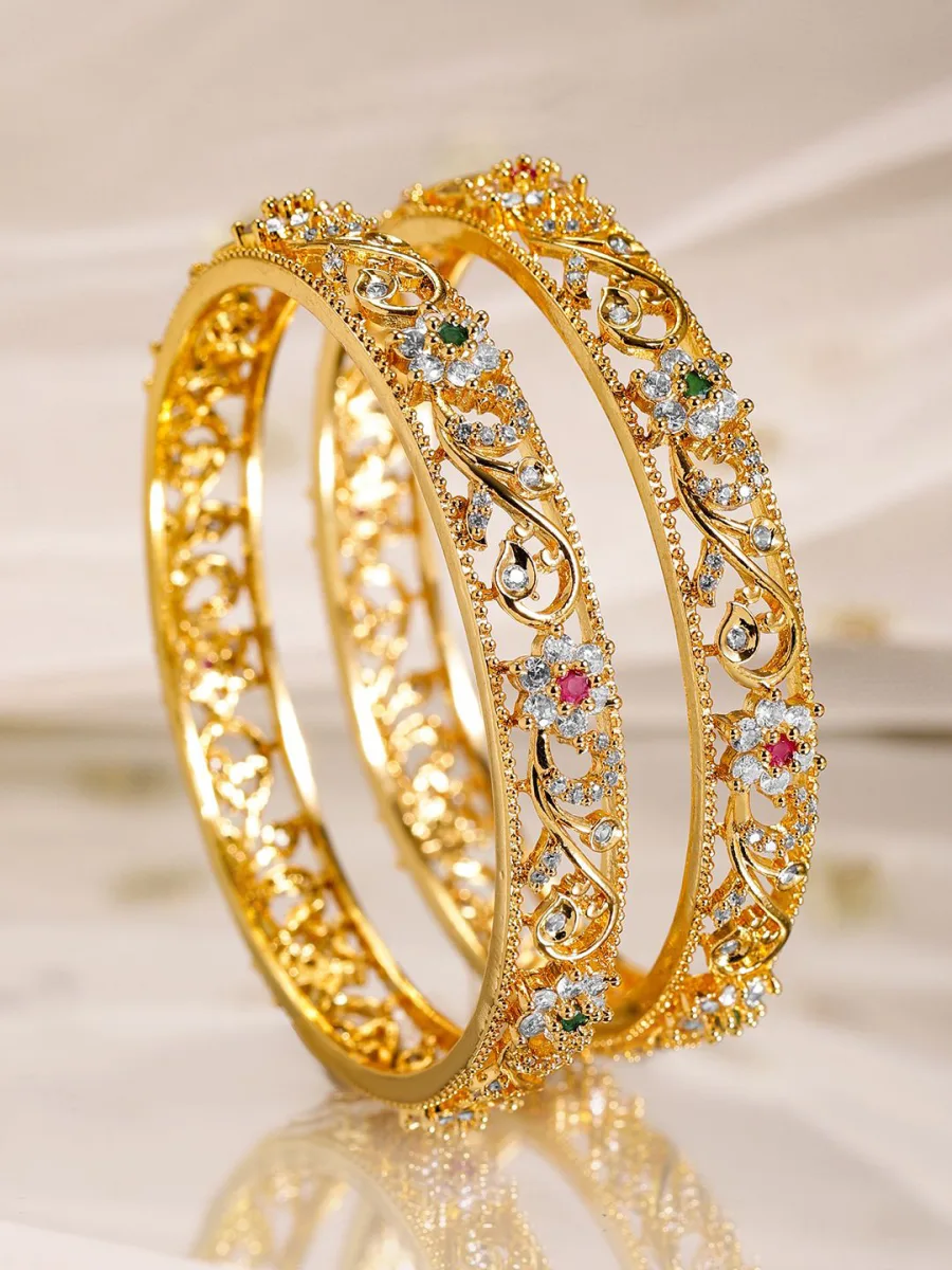Gold Stone-Studded Bangle Set