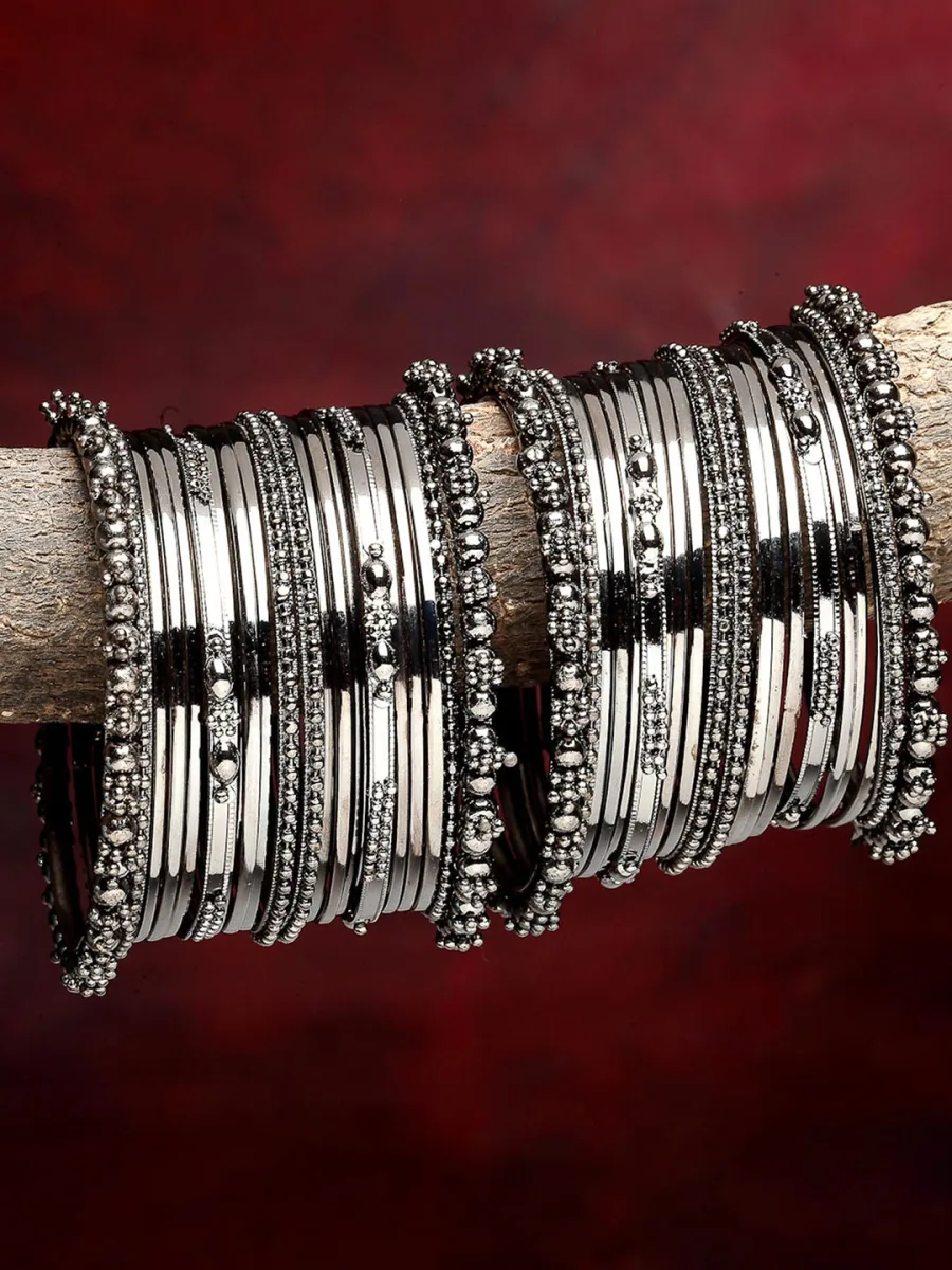 Oxidised Silver Bangle Set