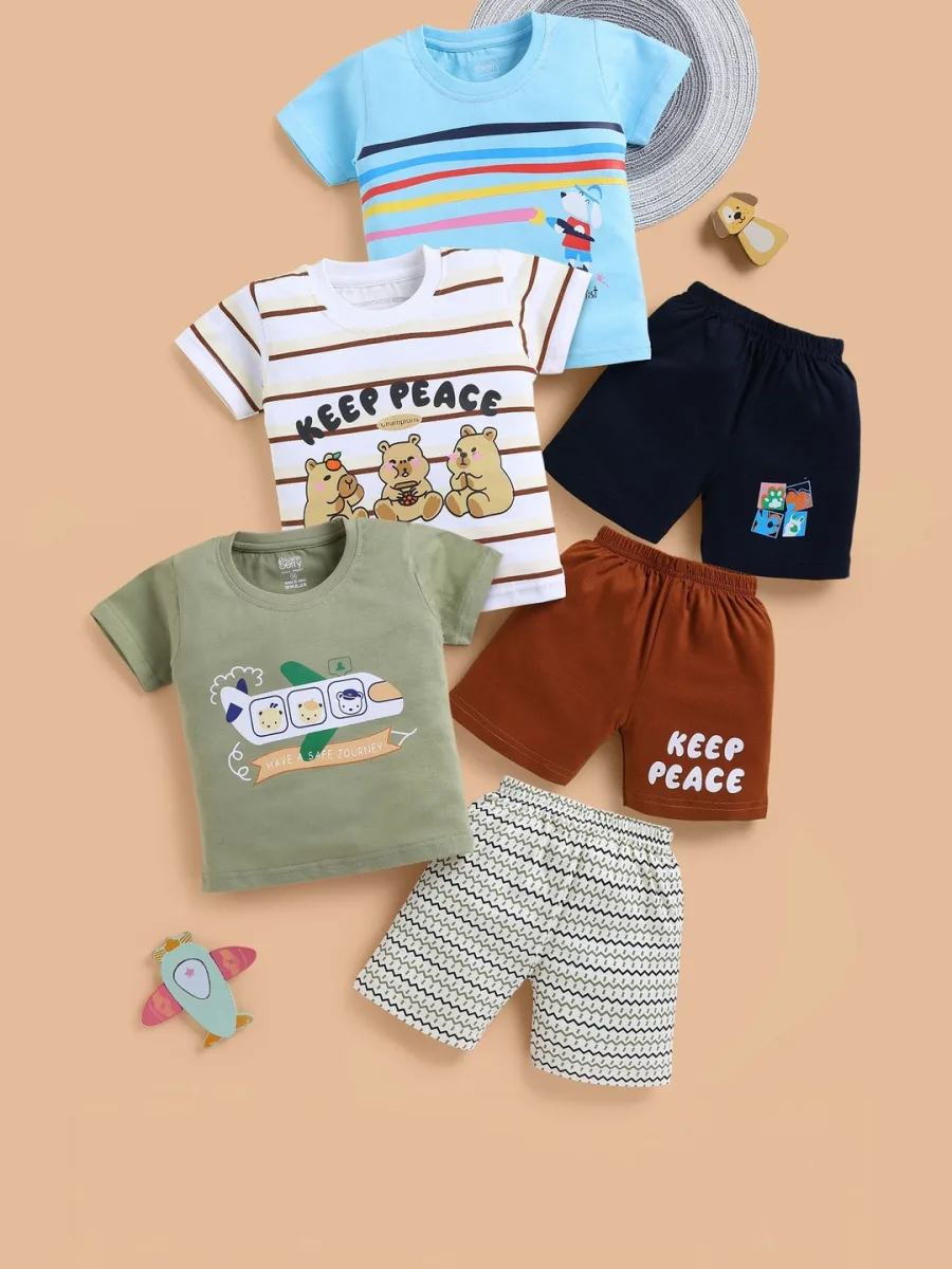 Boys Printed T-shirt with Shorts
