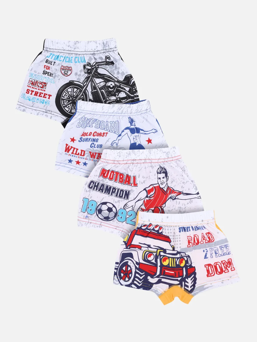 Boys Pack Of 4 Assorted Trunks