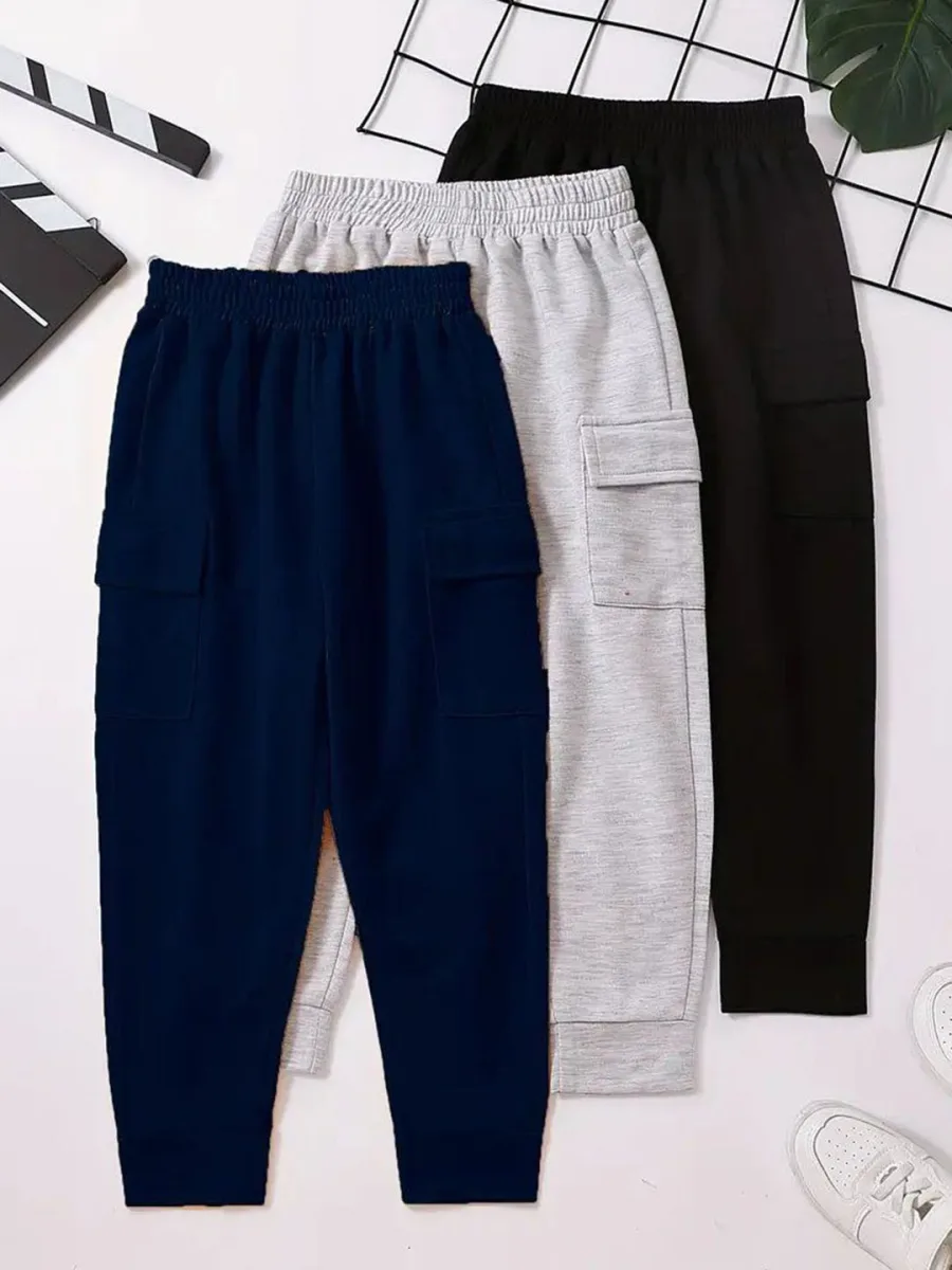 Boys Pack Of 3 Cotton Joggers