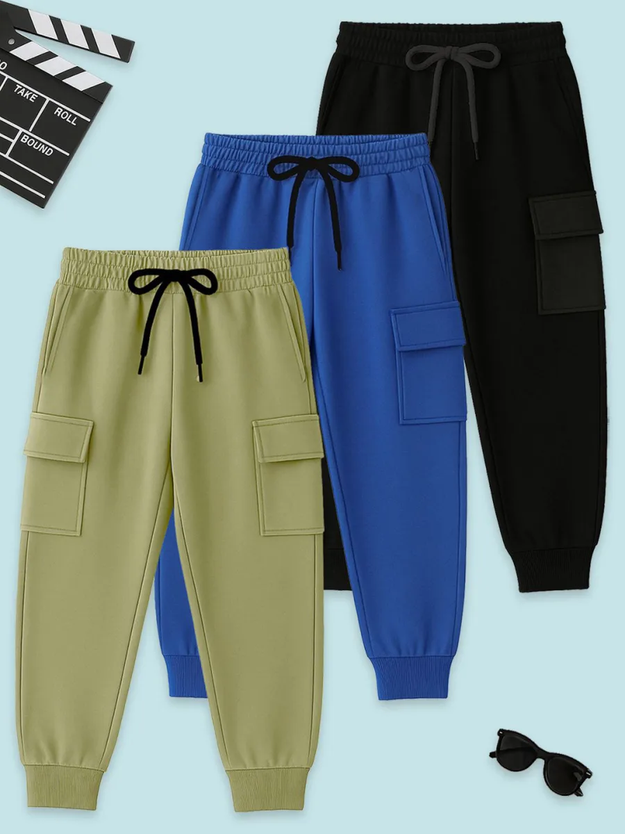 Boys Pack Of 3 Printed Joggers