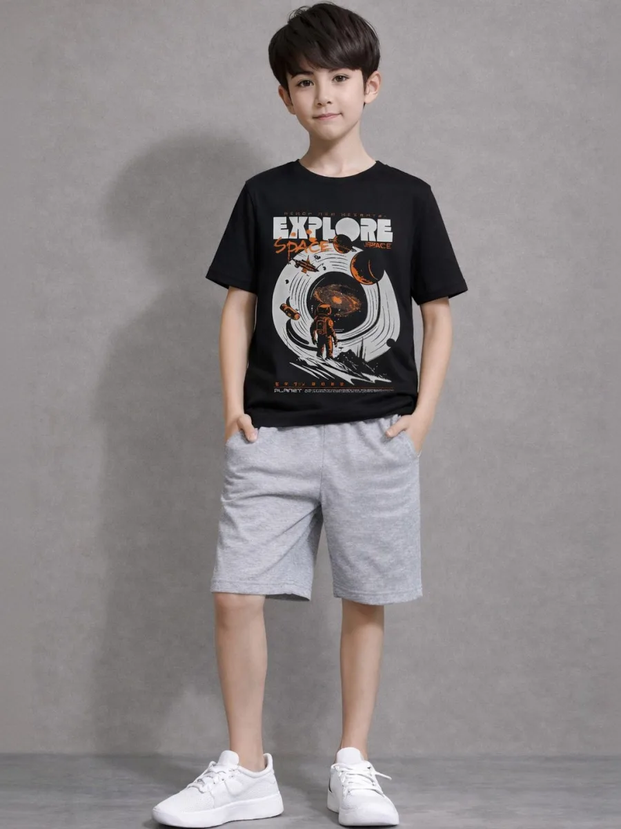Boys Printed T-shirt with Shorts