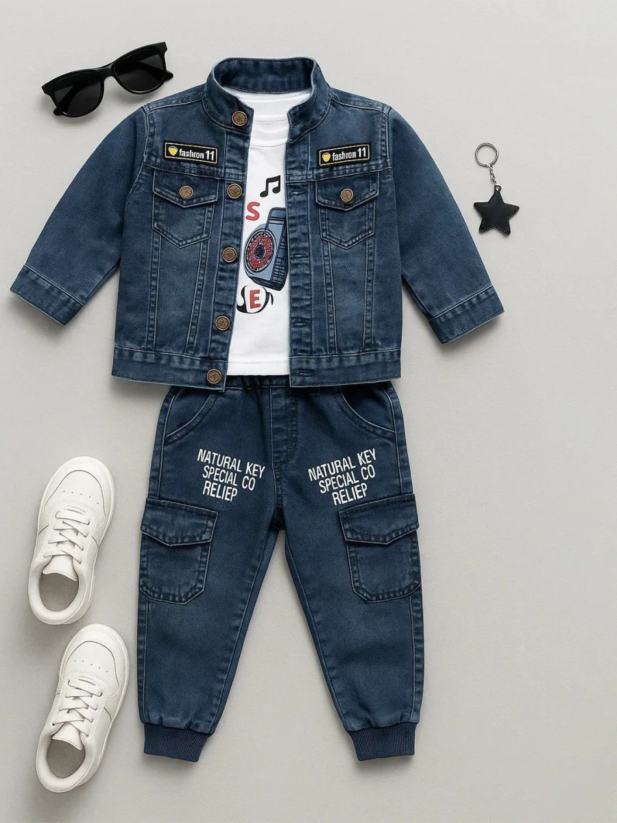 Boys Denim Coat With Trousers