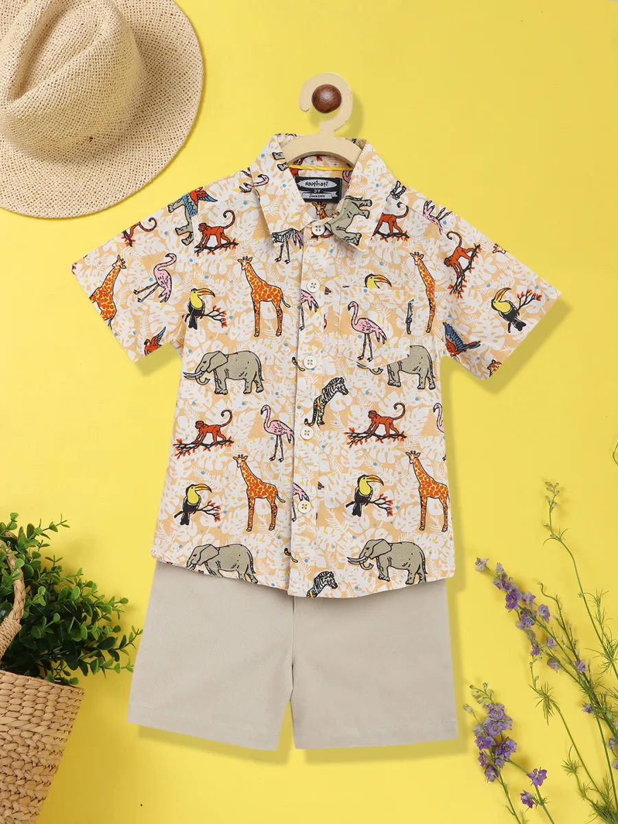 Boys Printed Shirt with Shorts