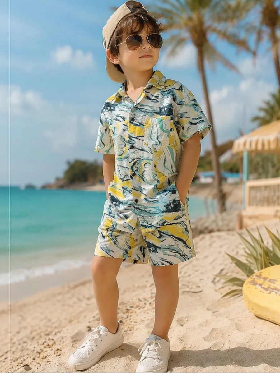 Boys Printed Shirt with Shorts