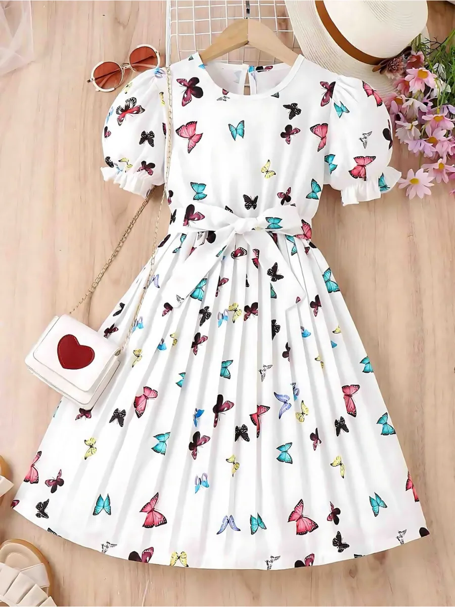 Girls Print Cotton Dress
