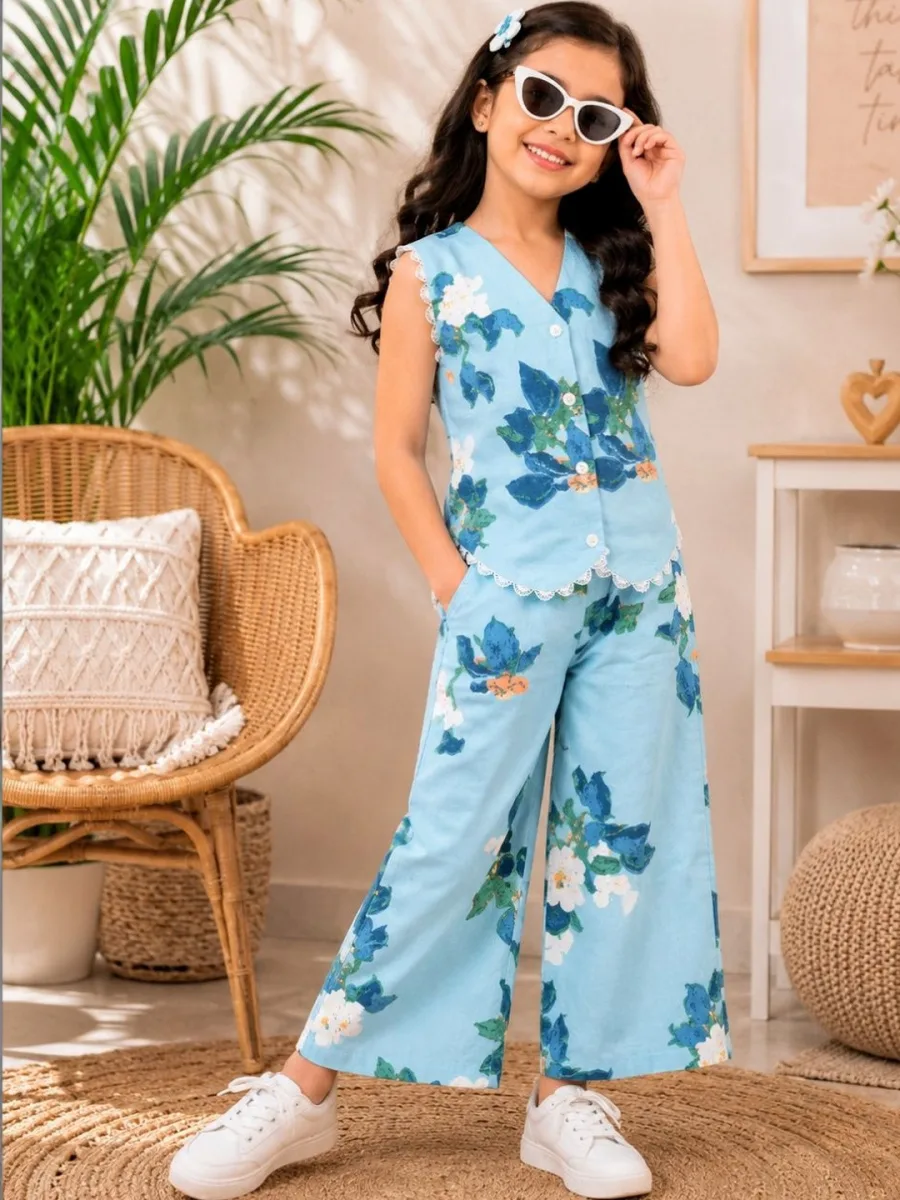 Girls Cotton Printed CoOrd Set