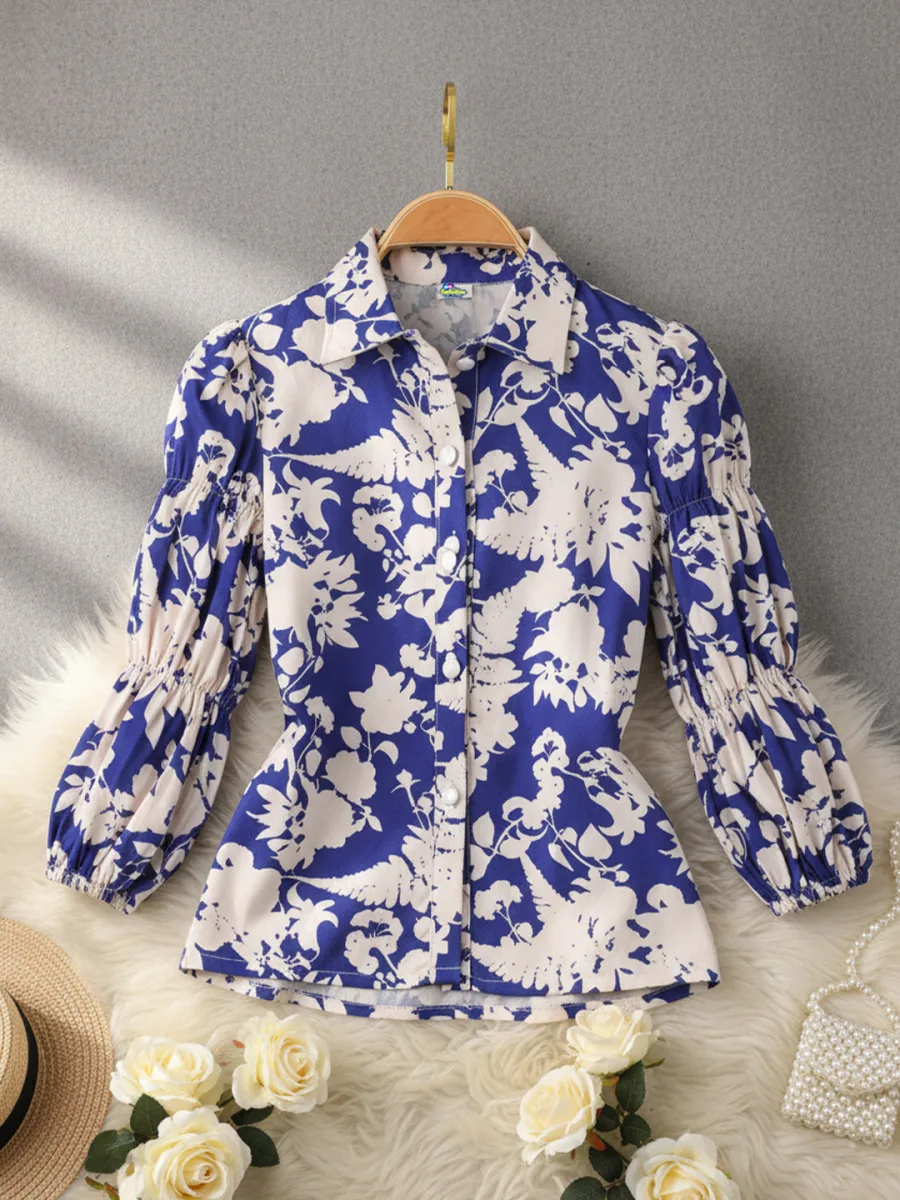 Girls Printed Shirt Style Top