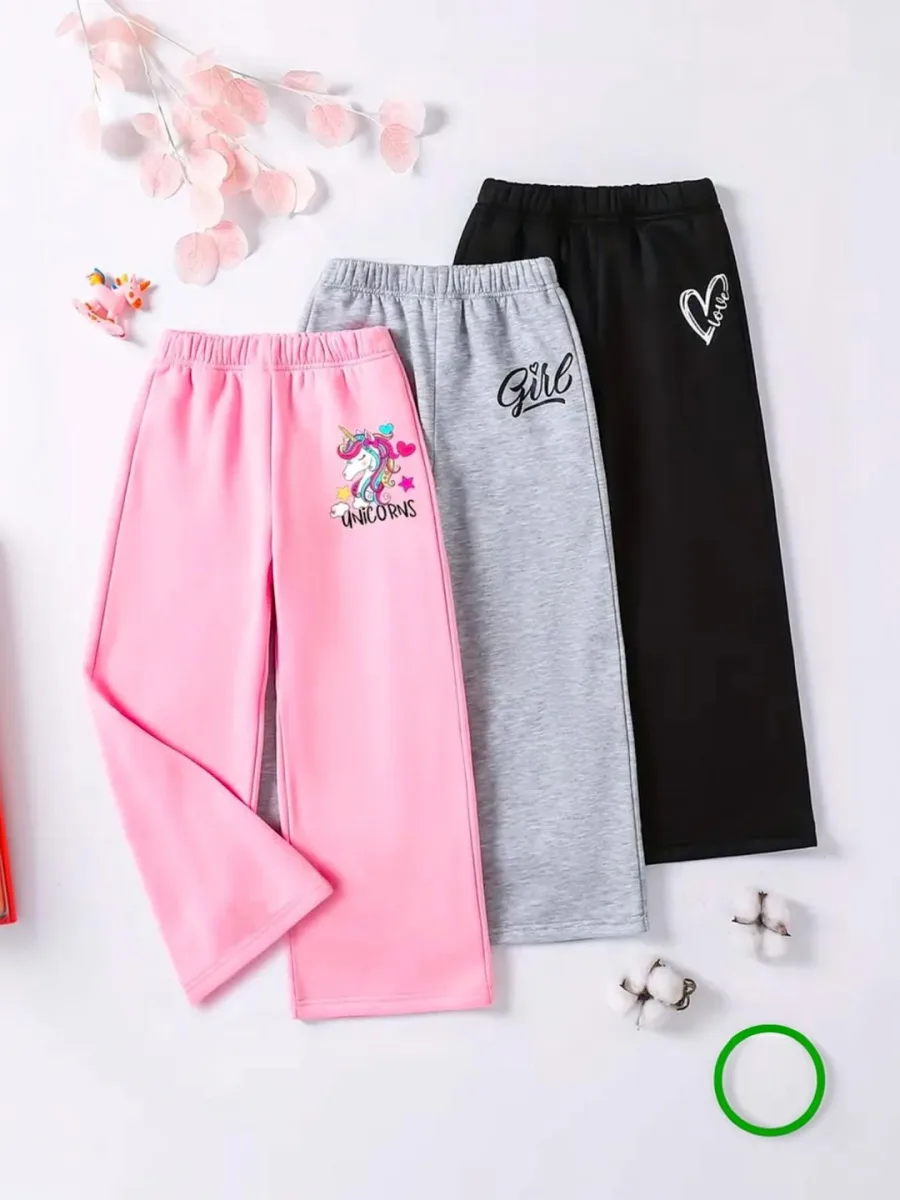 Girls Relaxed Fit Graphic Print Track Pants