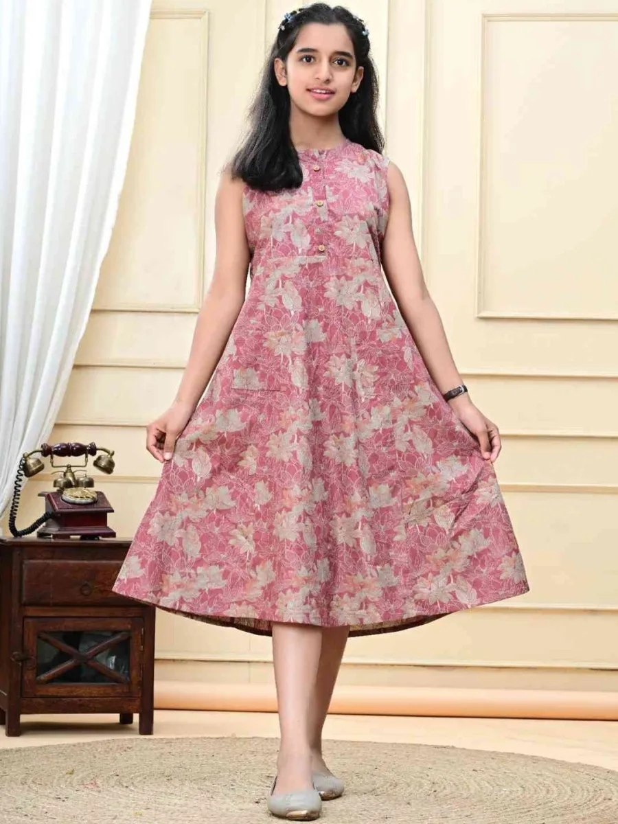 Girls Floral Printed Kurta
