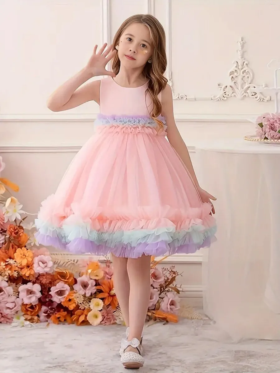 Girls Net Fit & Flare Dress