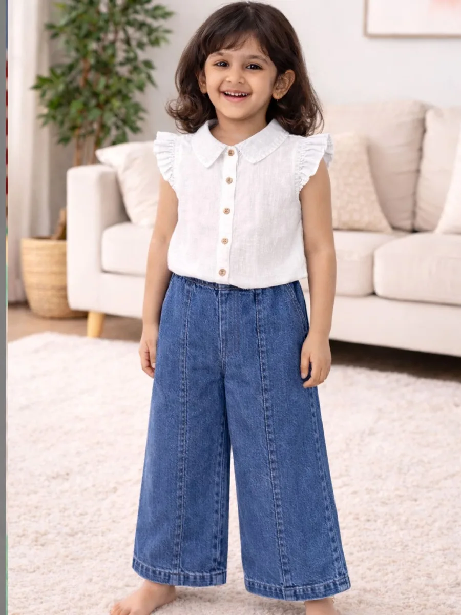 Girls Cotton Denim Trouser