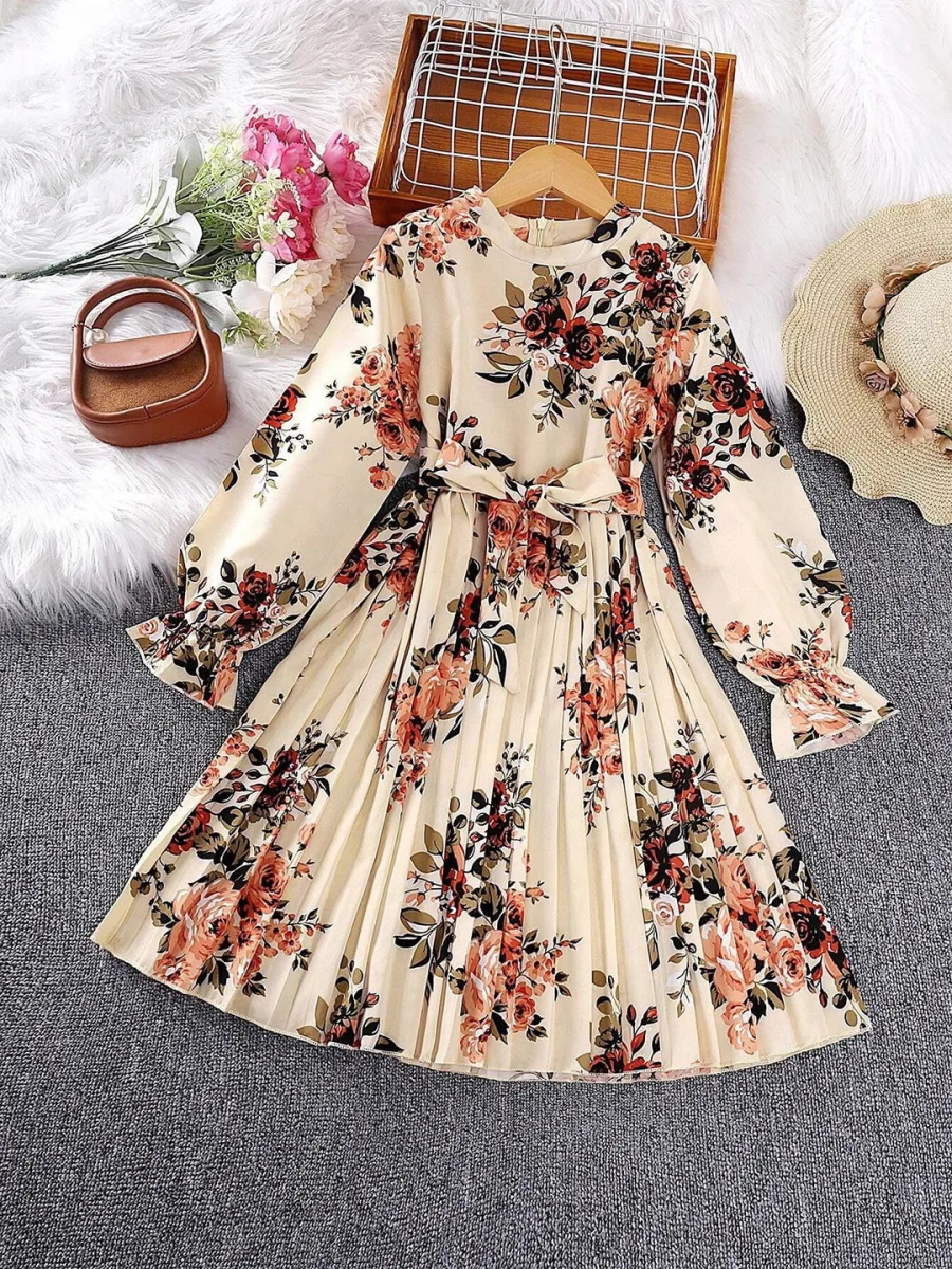 Floral Print Fit & Flare Cape Sleeve Dress