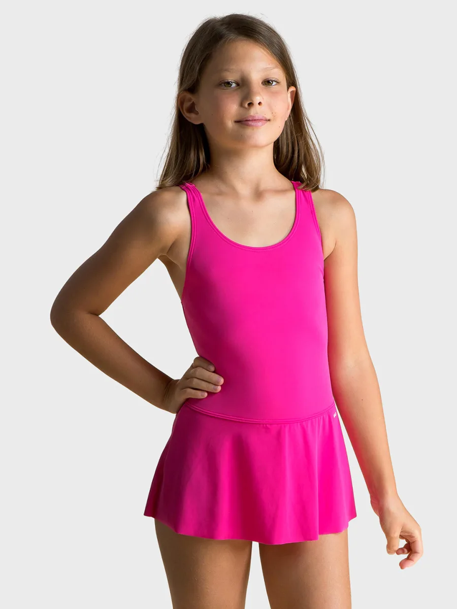 Solid Swim Dress With Shorts