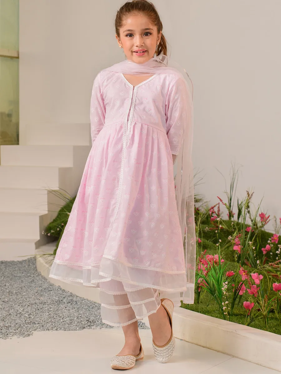 Girls Printed Kurta with Palazzos With Dupatta
