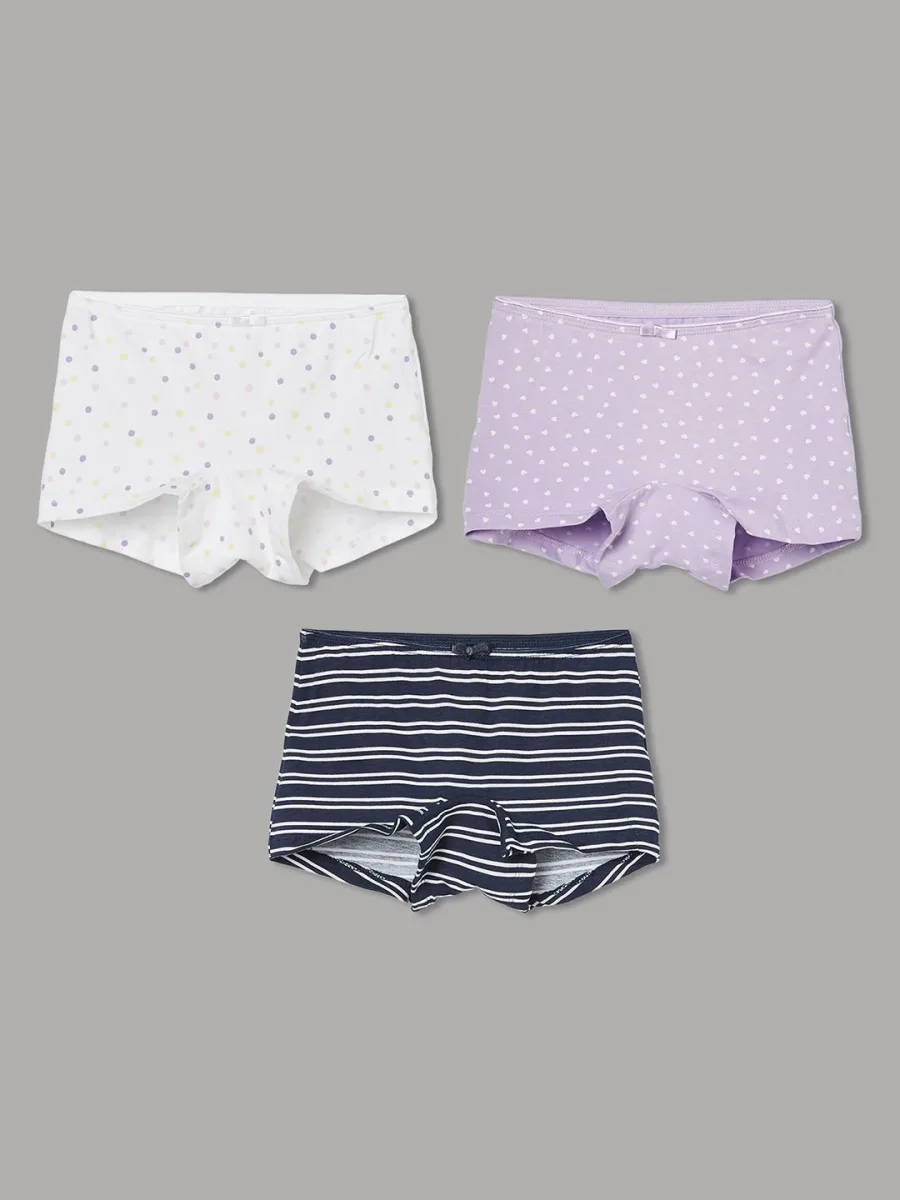 Girls Pack of 3 Cotton Blend Printed Briefs