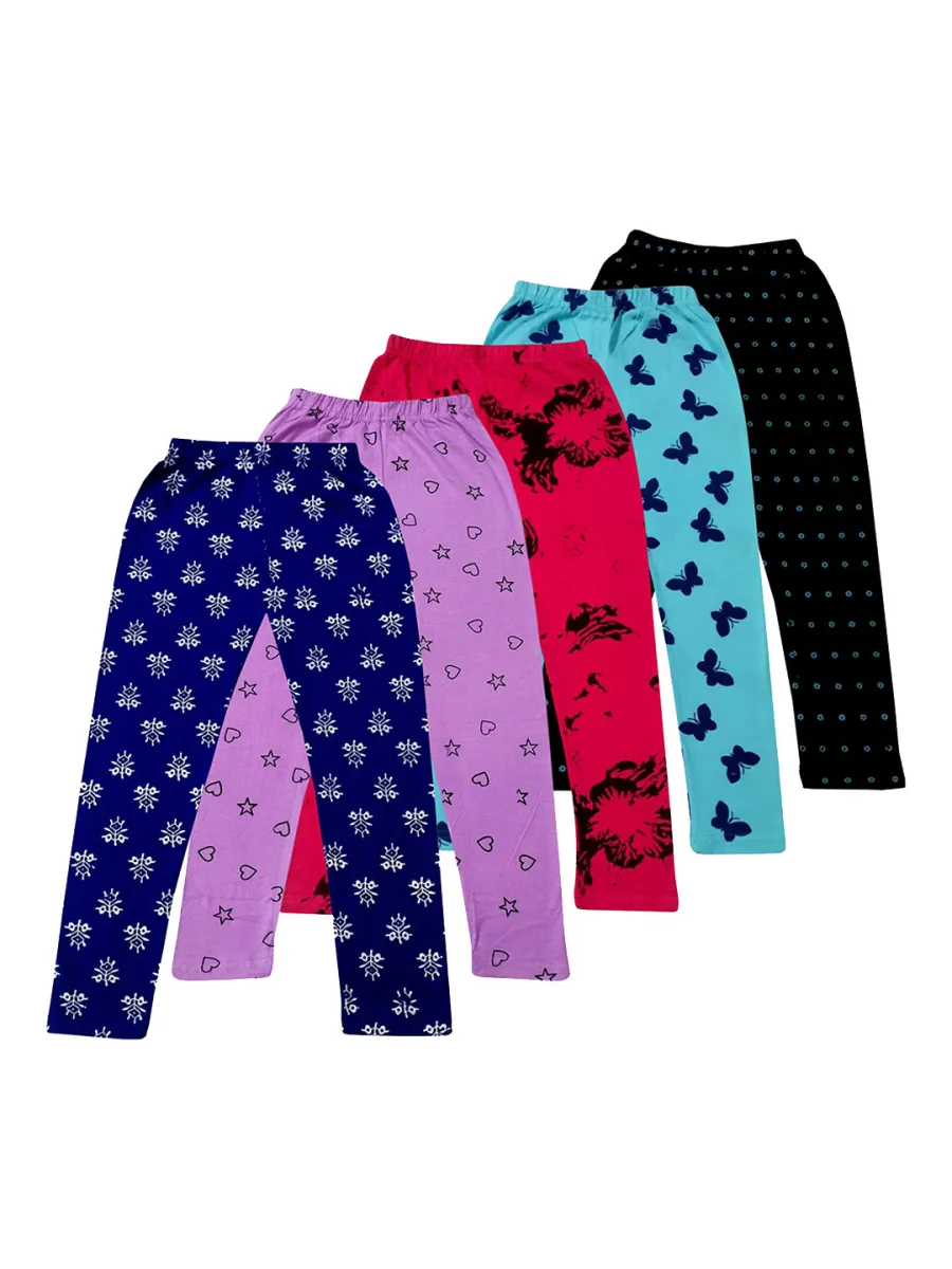 Girls 5-Pcs Mid-Rise Leggings