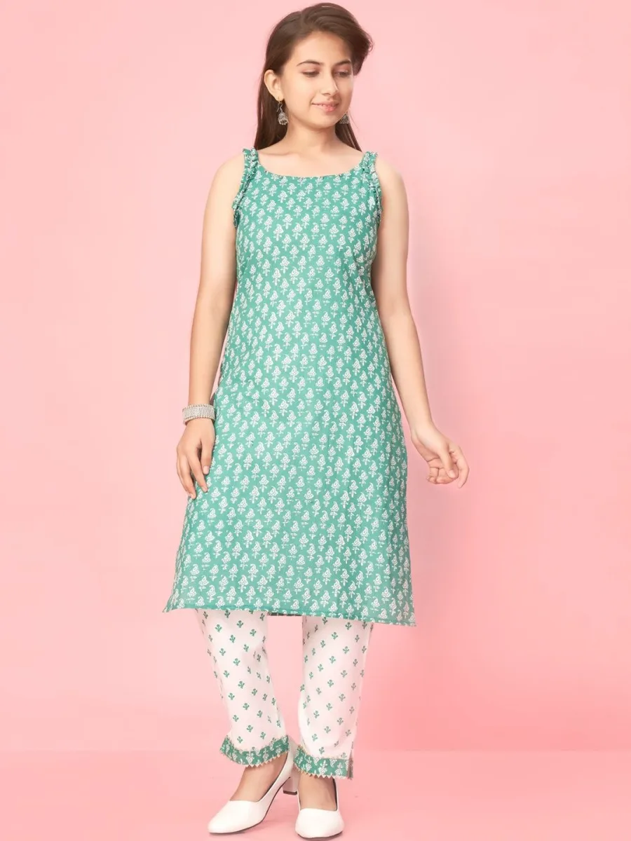 Girls Printed Straight Kurta