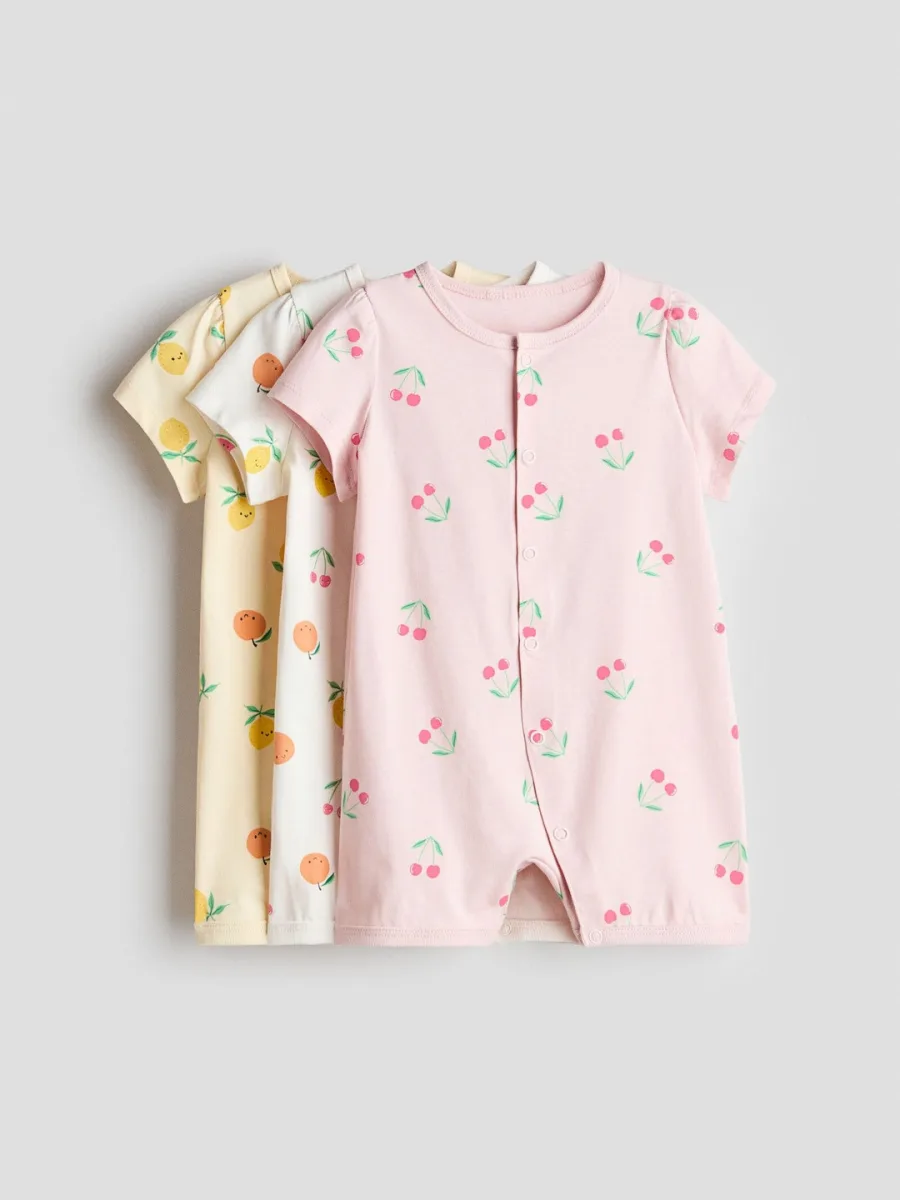 3-Pack Short Cotton Rompers