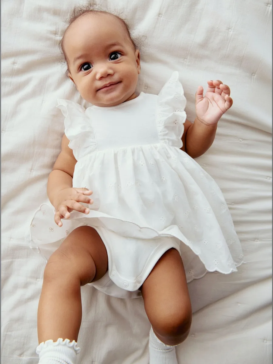 Frill-Trimmed Bodysuit Dress