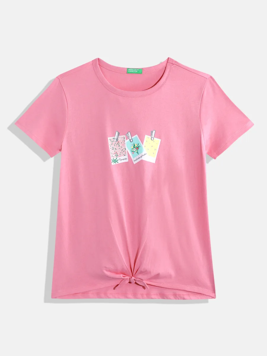 Girls Floral Print Cotton Top