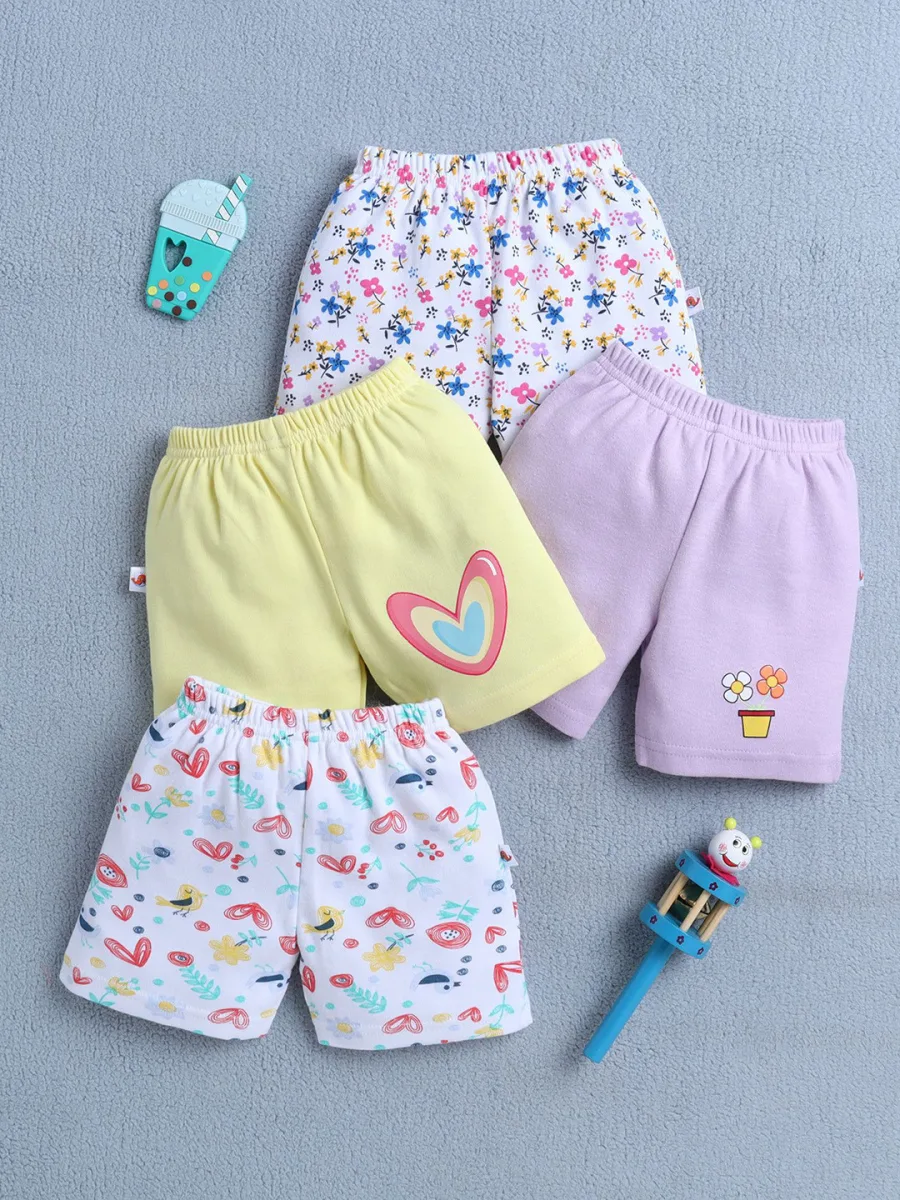 Girls Pack Of 4 Floral Shorts