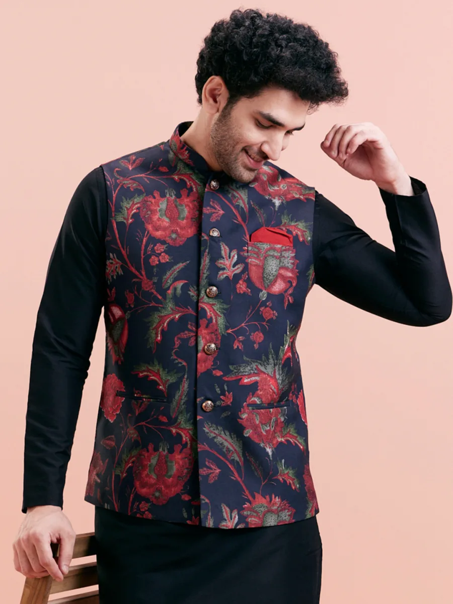 Floral Printed Nehru Jacket