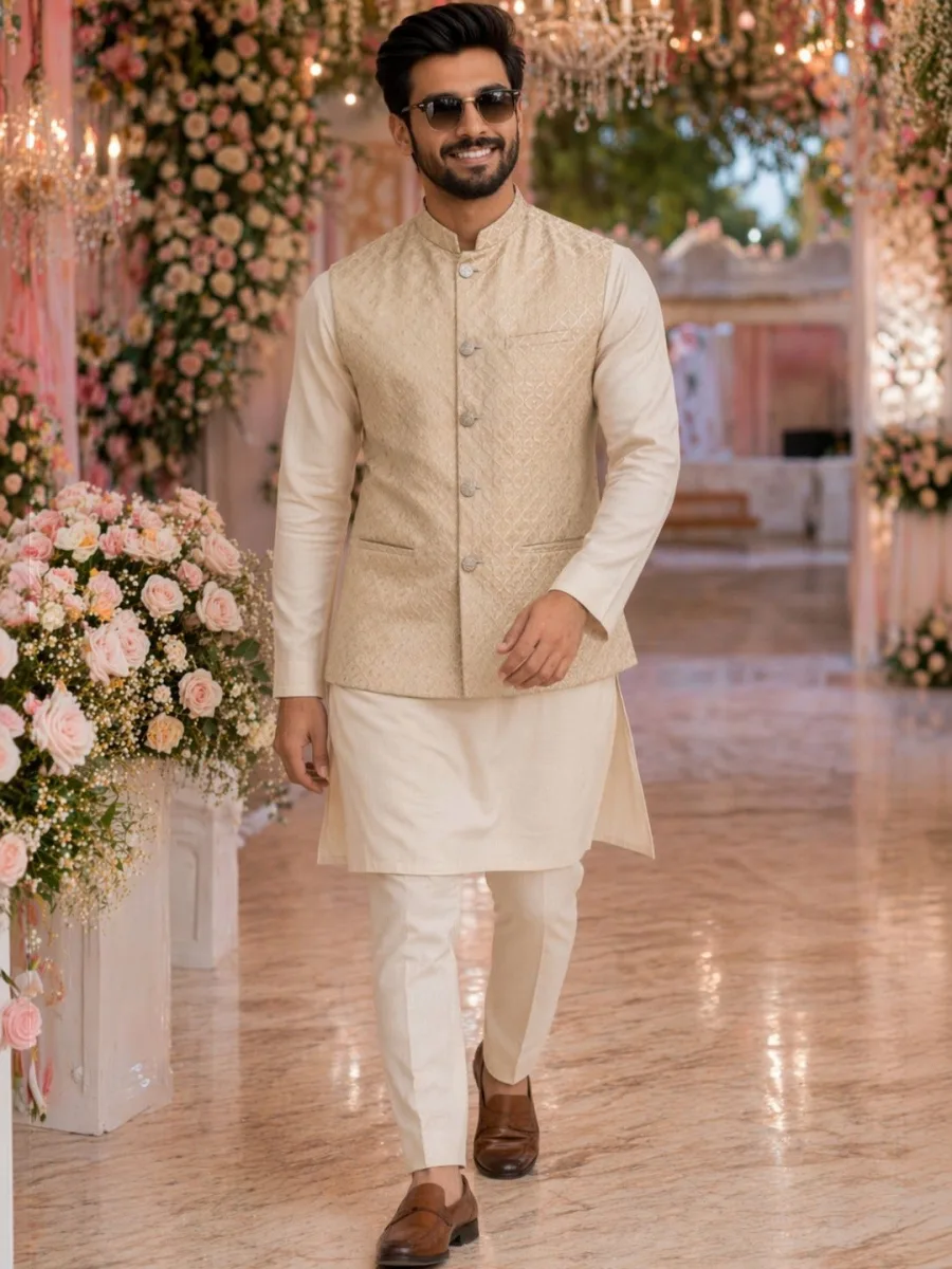 Woven Jacquard Nehru Jacket