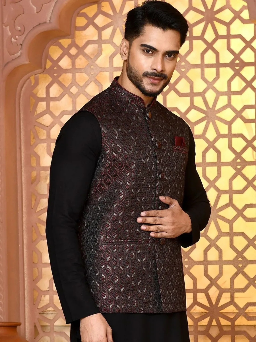 Mandarin Woven Nehru Jackets