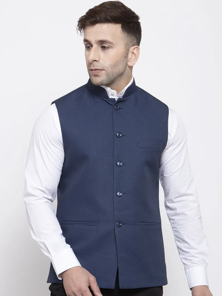 Men Solid Woven Design Nehru Jacket