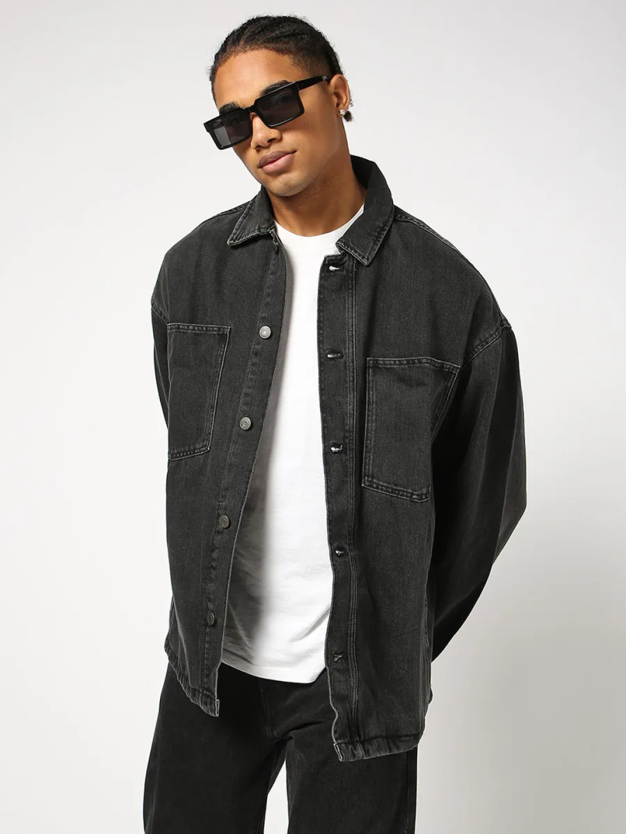 Spread Collar Denim Jacket