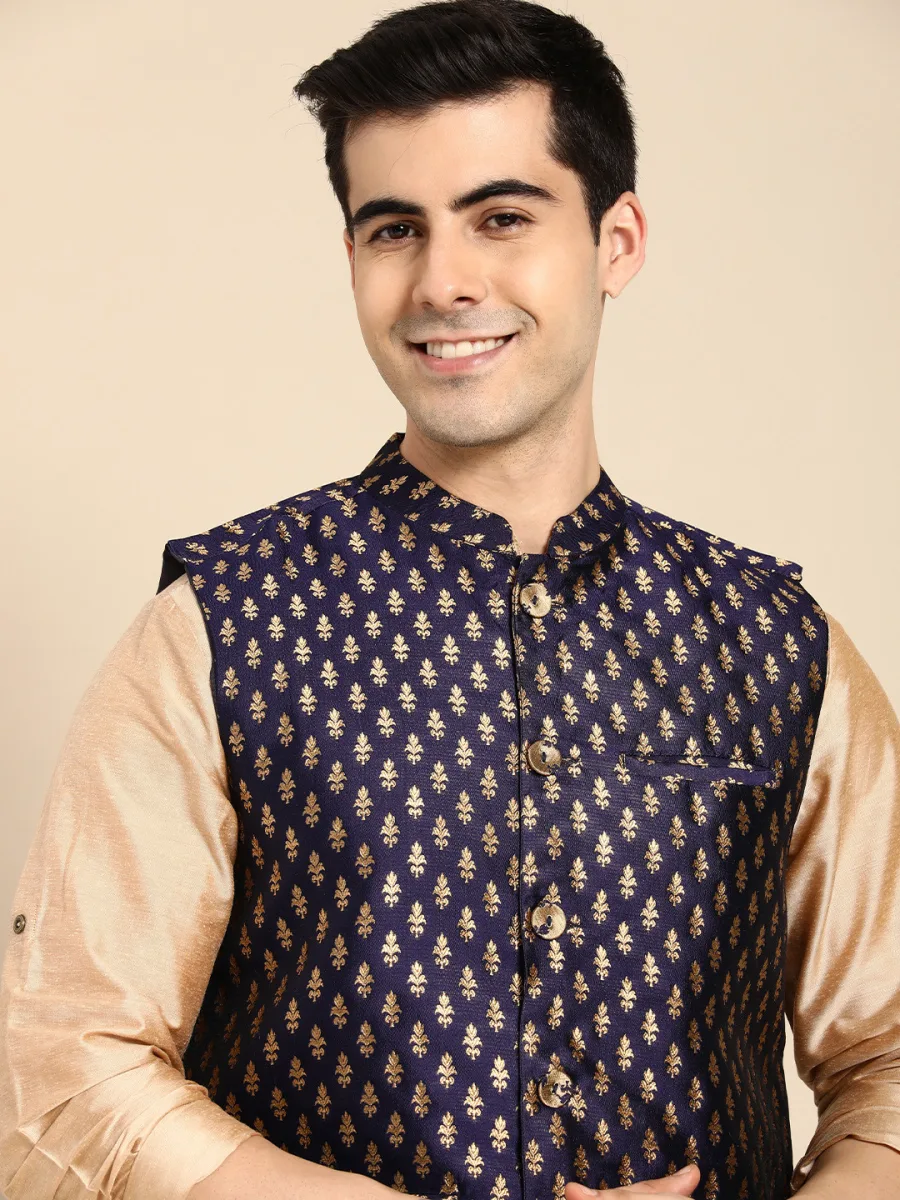 Men Woven Design Nehru Jacket