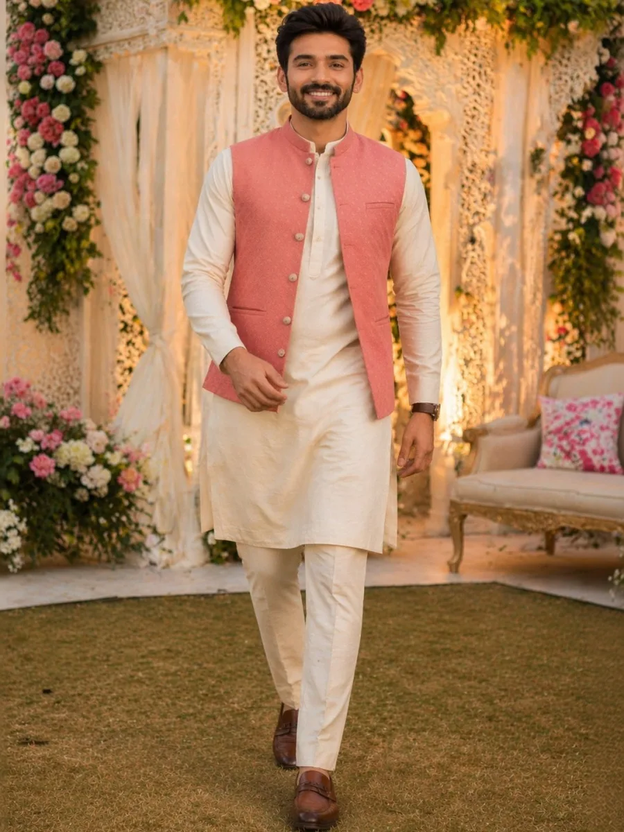 Floral Jacquard Nehru Jacket