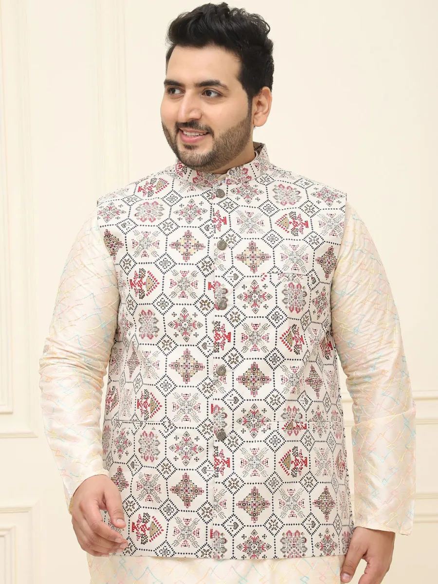 Printed Nehru Plus Size Jacket