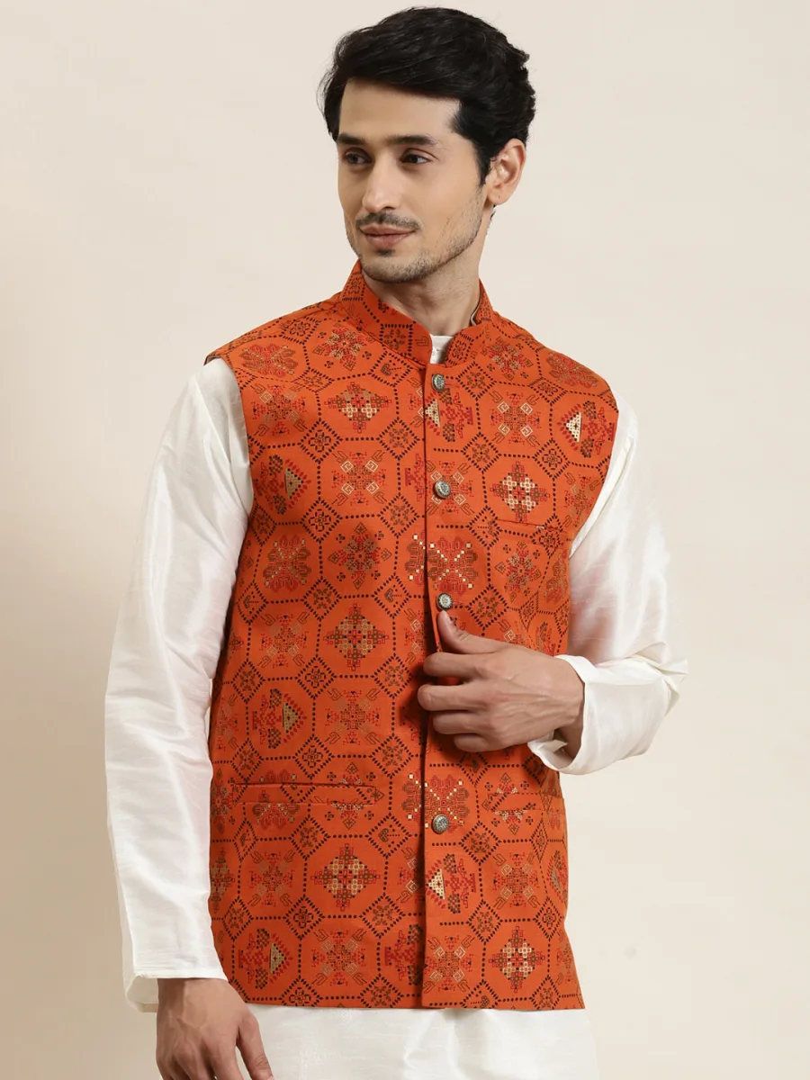 Men Printed Nehru Jacket