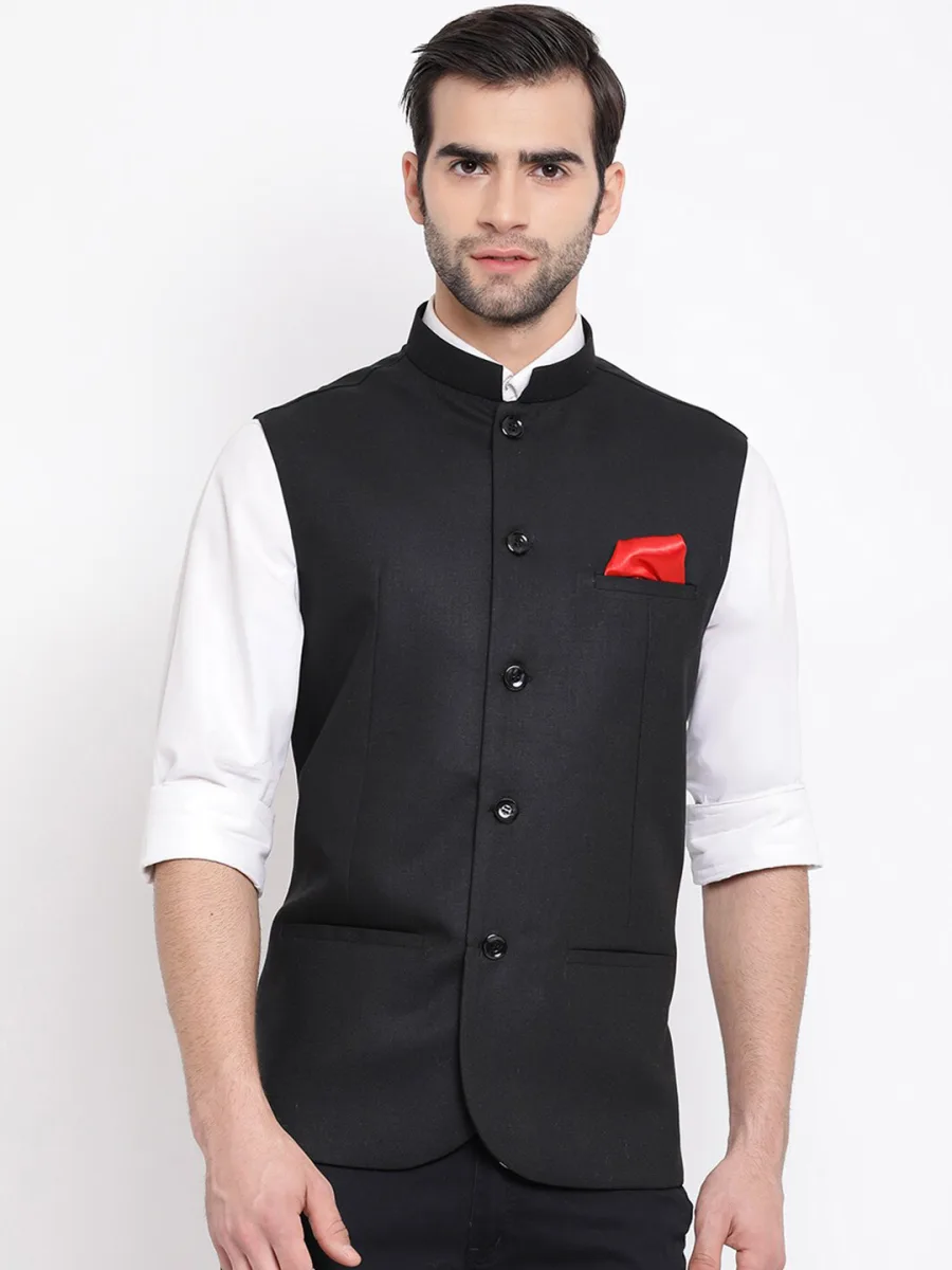 Men Solid Slim-Fit Woven Nehru Jacket
