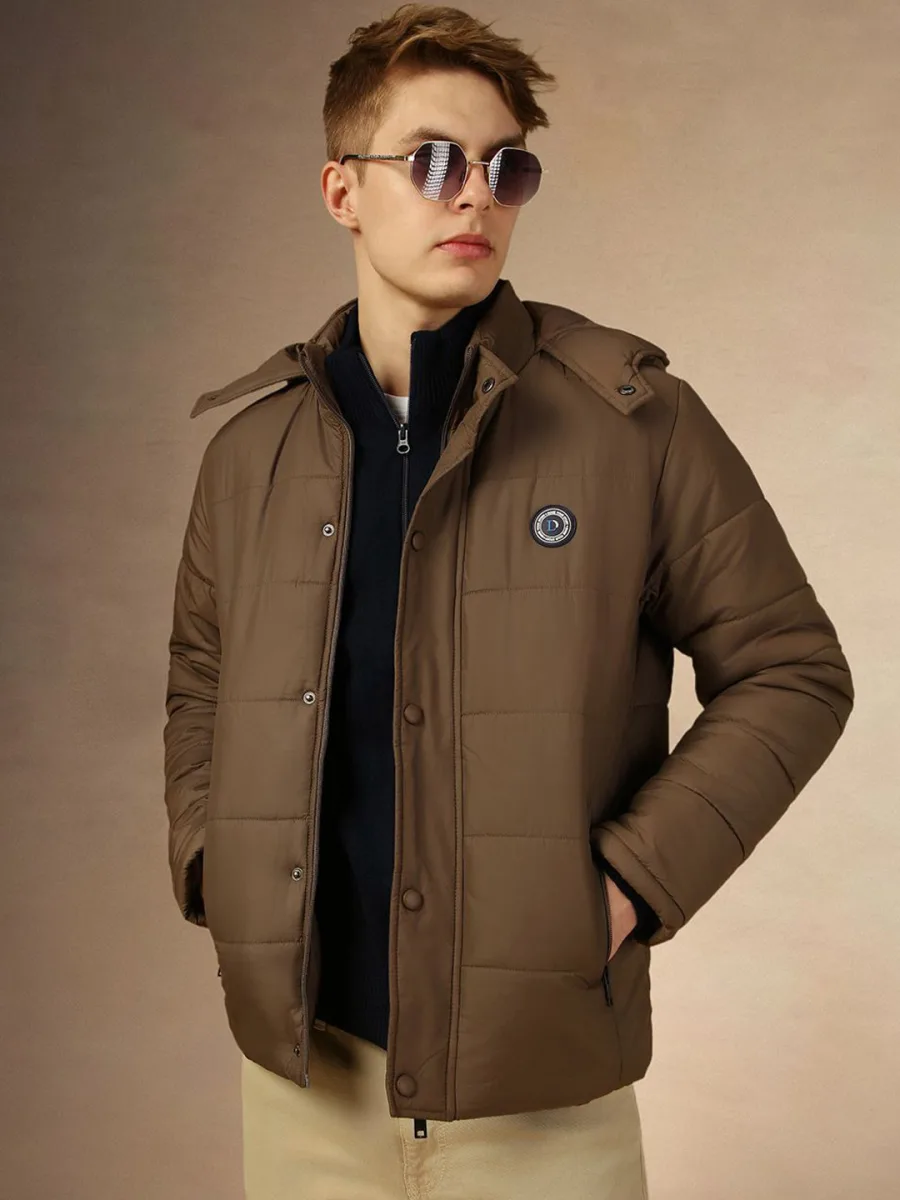 Men Solid Puffer Jacket