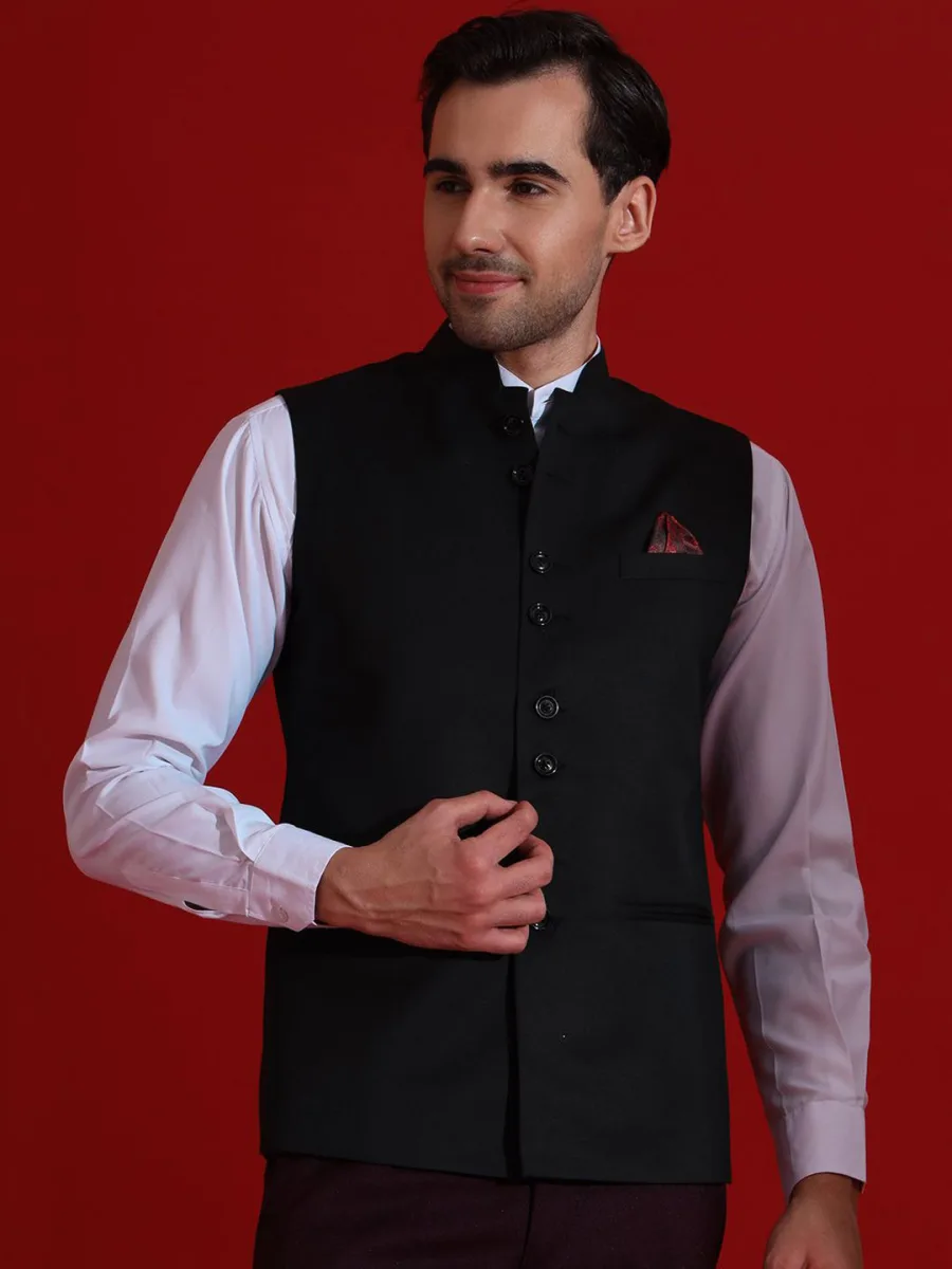 Pure Cotton Woven Nehru Jacket