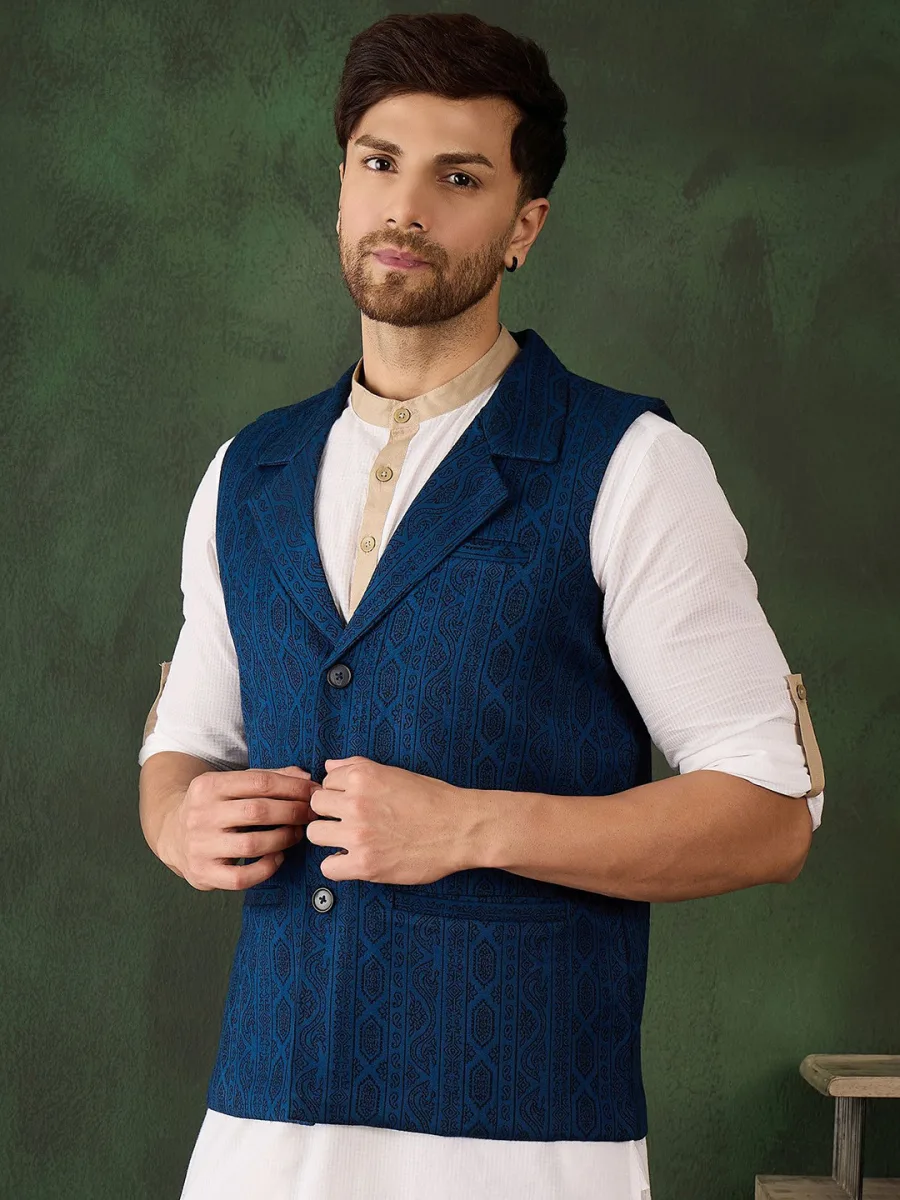 Men Woven Design Nehru Jacket