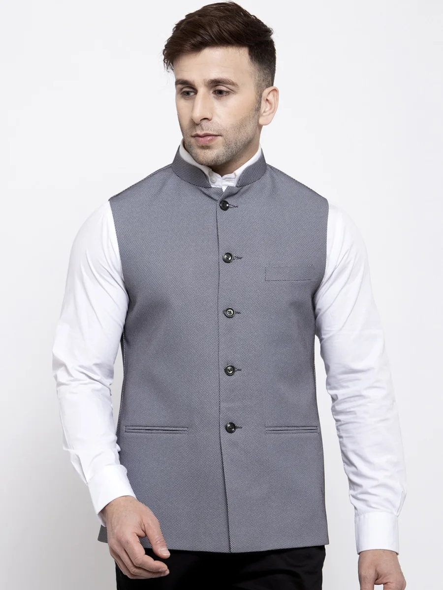 Men Woven Design Satin Nehru Jacket