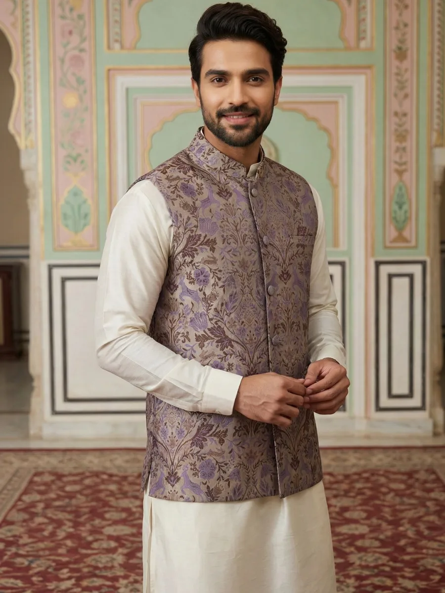 Woven design Nehru Jacket