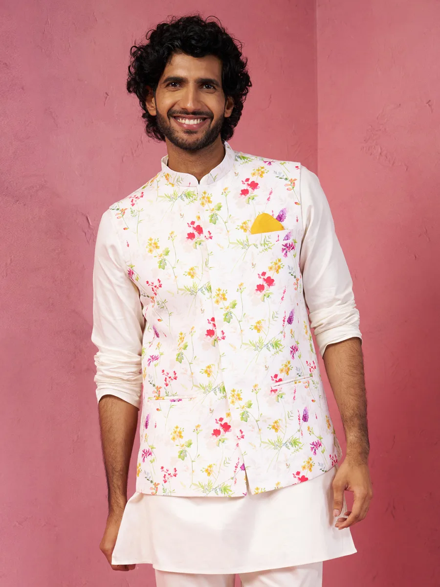 Men Floral Printed Nehru Jacket