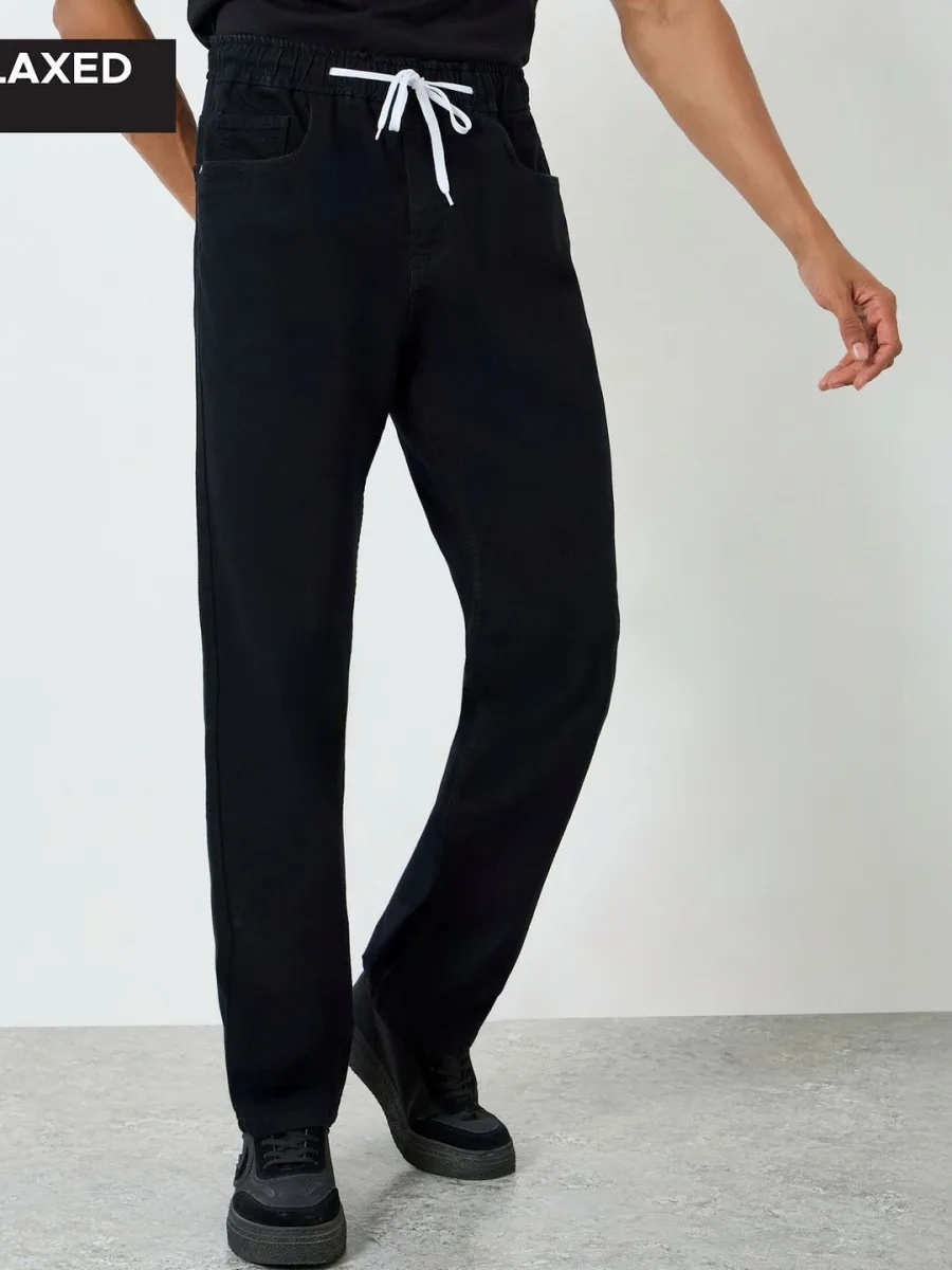 Men Black Solid Jeans