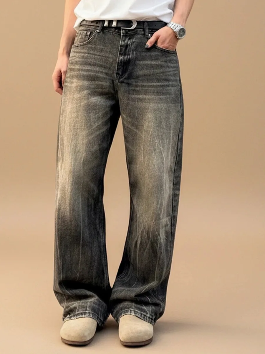 Men Wide Leg Mid-Rise Jeans