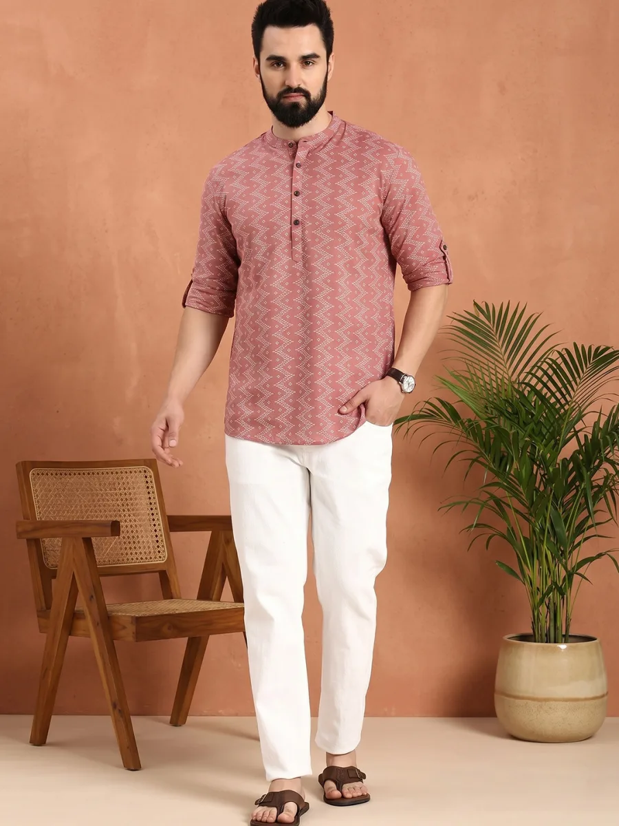 Men Printed Short Kurta